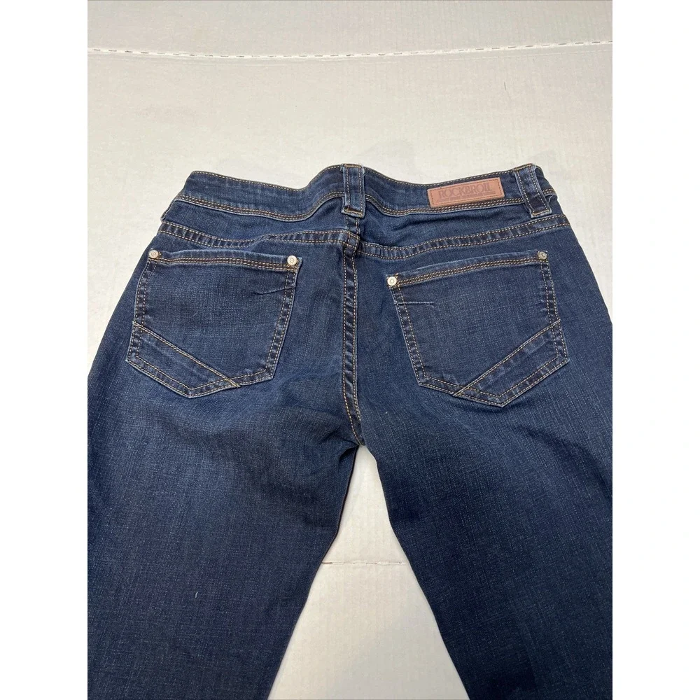 Rock & Roll Denim Western Cowgirl Trouser Women's 29 X 32 Jeans Turquoise Studs - Picture 15 of 16